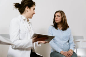 Doctor talking to a patient at an annual checkup